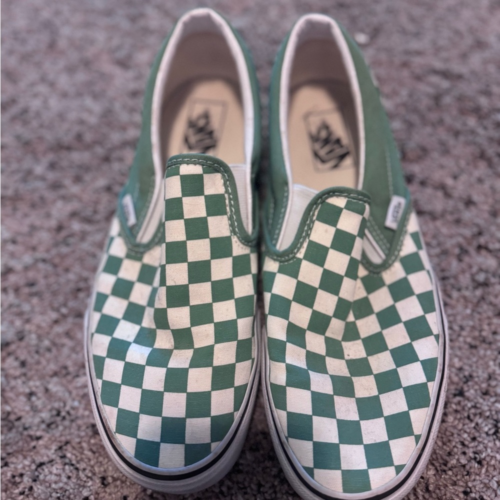 Vans Green Checkered Slip-On Sneakers